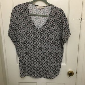LOFT Mixed Media Patterned Top - size L